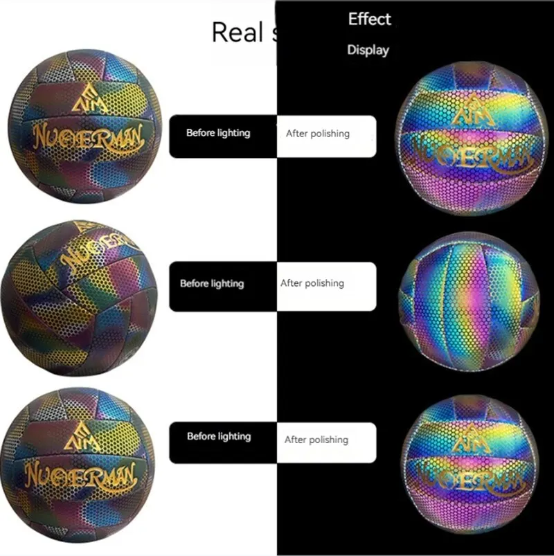 Volleyball Reflective Manufacturers Colorful Glow PU Machine Sewing School Outdoor Sports Ball Products volleyball ball
