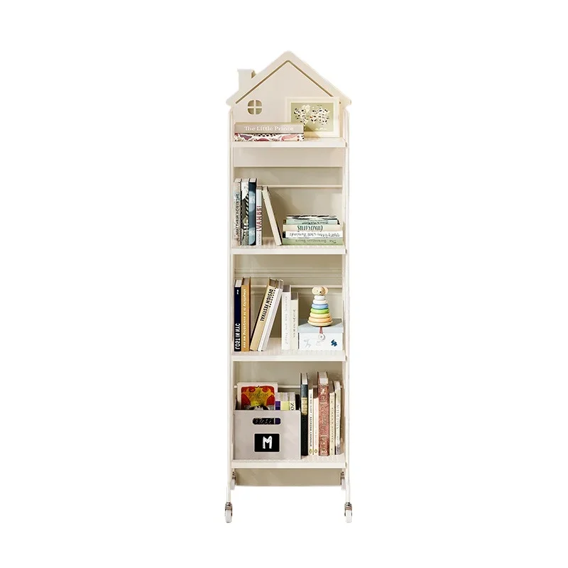 Wrought iron small bookshelf floor shelf simple movable children's picture book rack
