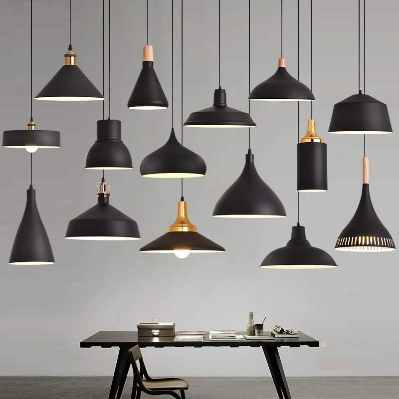 

Скандинавские подвесные потолочные светильники в стиле ретро, черно-белые, промышленные, E27, подвесные светильники для ресторана, обеденного стола, декоративное освещение, 110 В