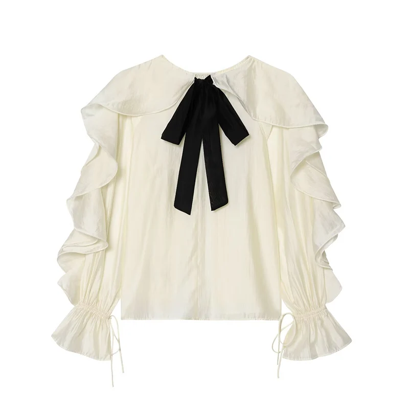 Collectif »TAYLOR TWO-TONE« Retro CROPPED Buttoned Schleife Kurzarm BLUSE Tie Top