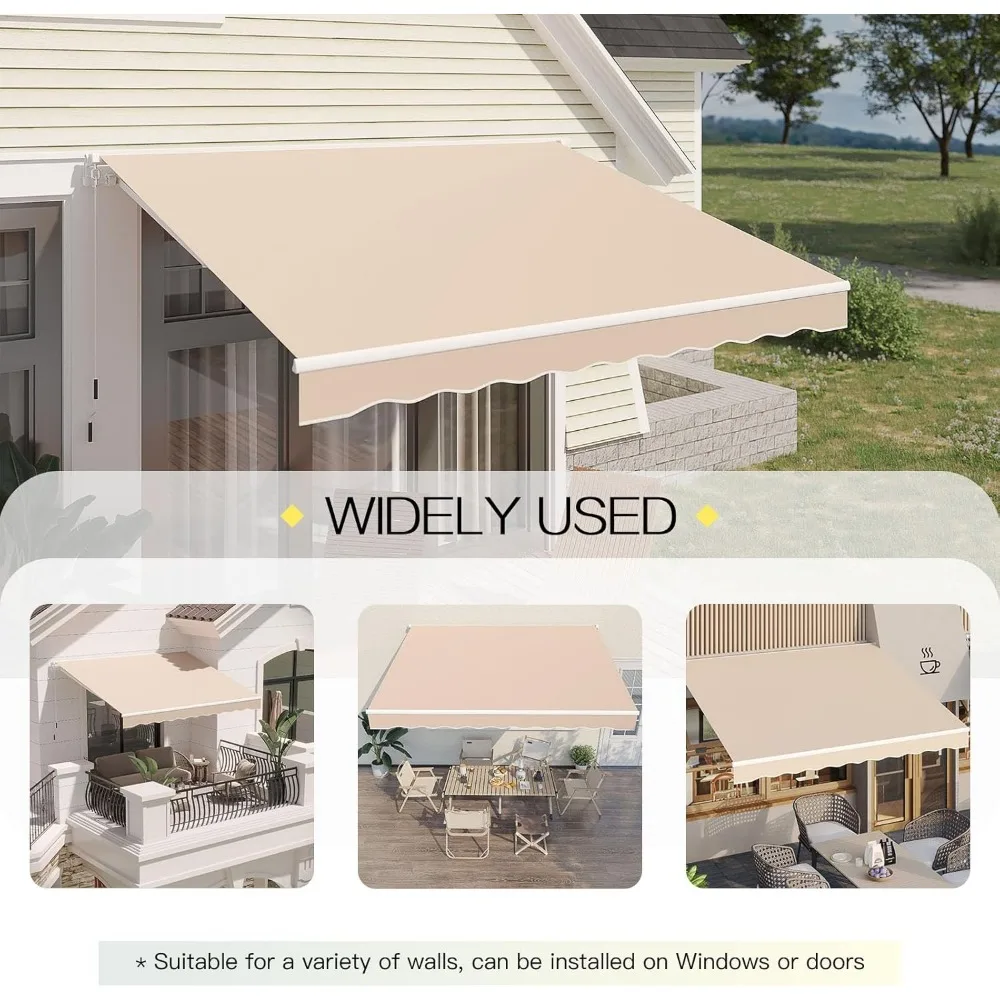Description Picture 5 of itemAwnings for Patio, 10'x8' Retractable Awning Cover Sun Shade Shelter, 280g/m² Premium Polyester with PU Coating Fabric Outdoor