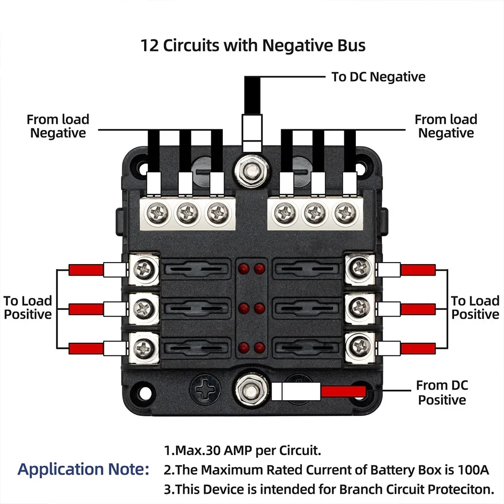 6 Ways Blade Fuse Holder Car Blade Holder Fuse Box With LED Indicator Light 12V 32V Screw Binding Post Fuse For Auto Marine