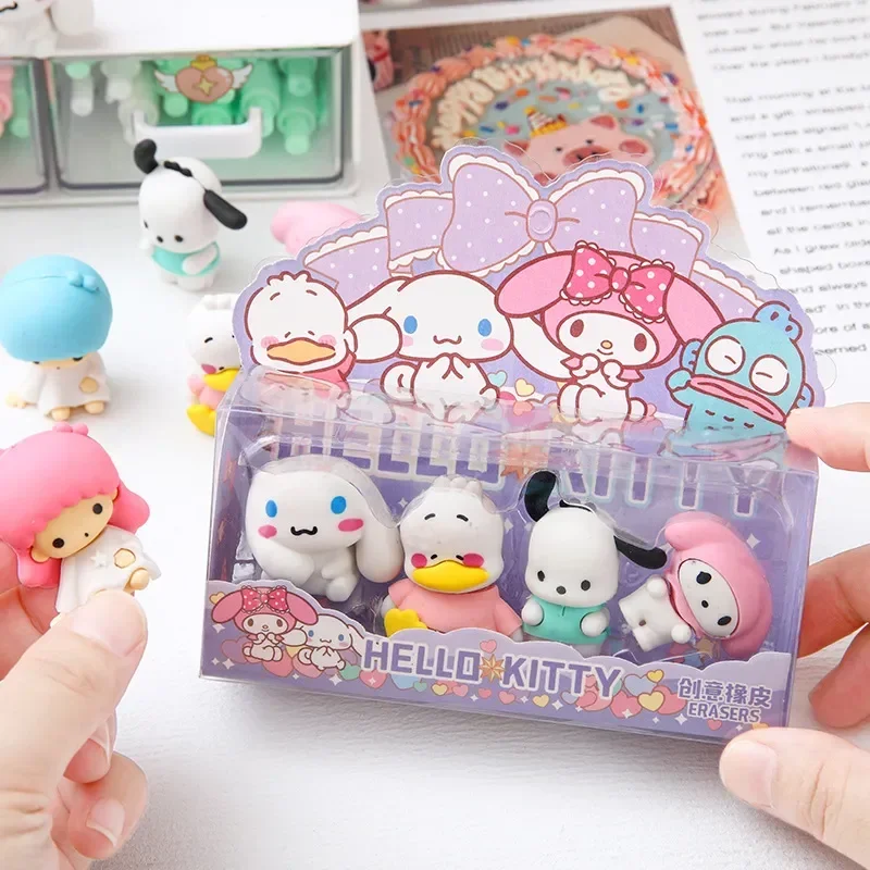 Sanrio Eraser 12pcs Hello Kitty Detachable Assembly Gift Box Eraser Student Holiday Prizes Small Gifts pencil eraser
