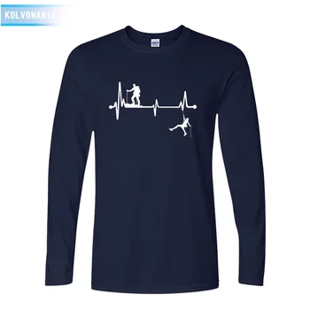 KOLVONANIG 남자 운동복 T 셔츠 차가운 인쇄 된 하트 비트 등반 T-셔츠 남성 o-목 면화 긴 소매 티 셔츠 탑-85