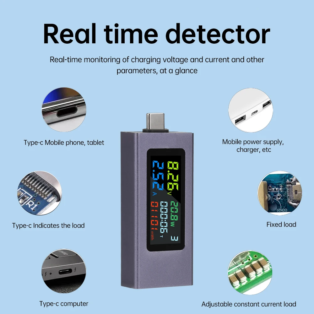 Multi-Function USB-C Voltage & Current Power Meter Tester
