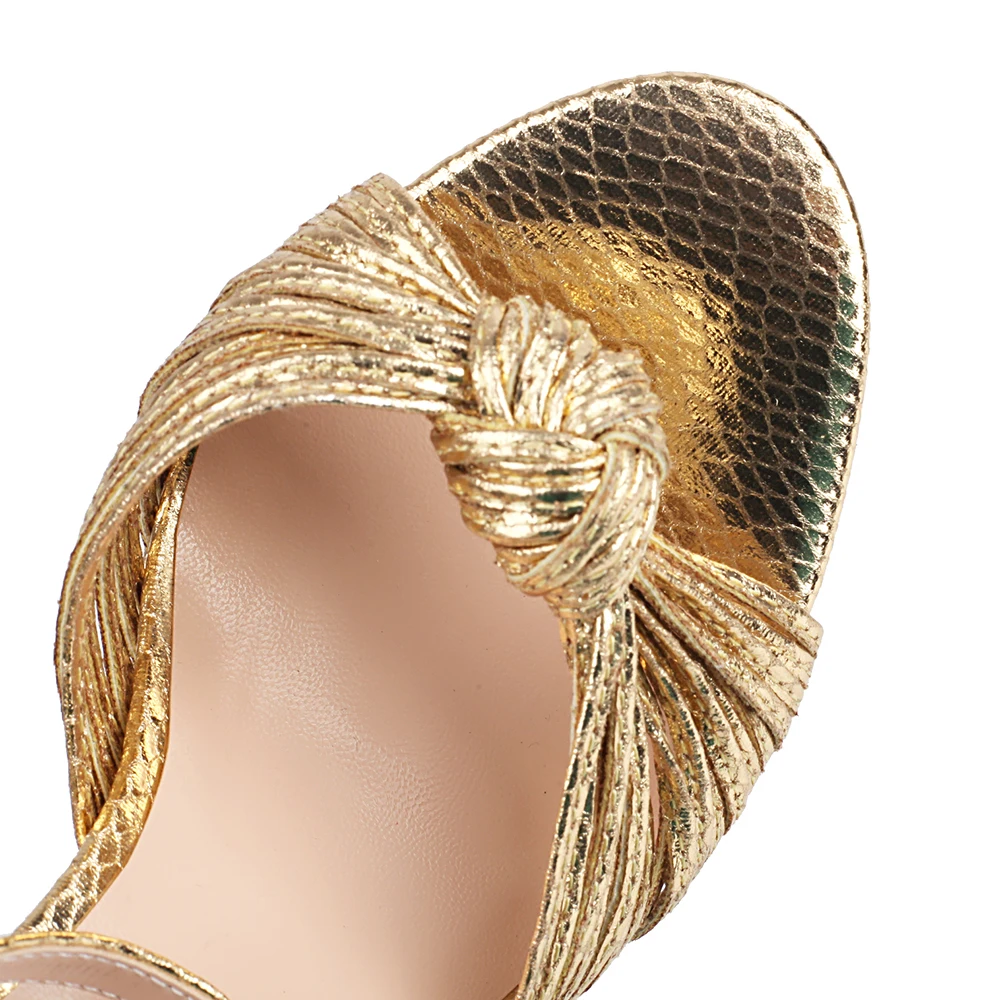 Womens Narrow Band Sandals Gold Silver Platform 12cm Thick Sole High Heels Summer Gladiator Shoes 42