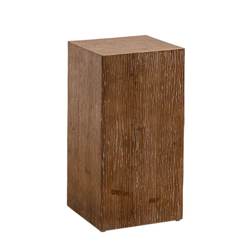 Retro Living Room Sofa Corner Table Solid Wood Small Square Table Wabi-sabi Style Coffee Wooden Pier Ornaments