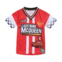 Disney Cars Lightning McQueen Mesh Jersey Outdoor Sweat Absorbent Quick Dry Soccer Jersey Summer Classic Casual Loose T-Shirt 1