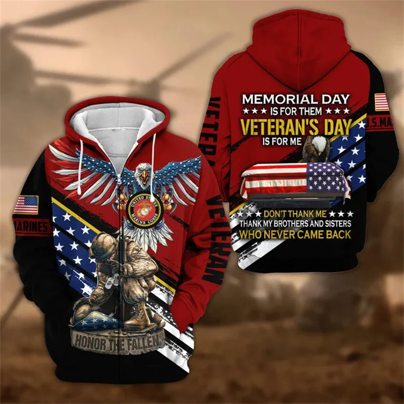 

Winter 3D Printing UNITED STATES Veterans Soldiers Armys Zip Up Hoodies For Men Cool Fashion Kid Zip Up Hoodie Harajuku Clothing