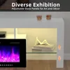 70" TV Fireplace Stand with 12-Color LED Lights, High Gloss Floating Fireplace Entertainment Center with 36" Electric Fireplace 4