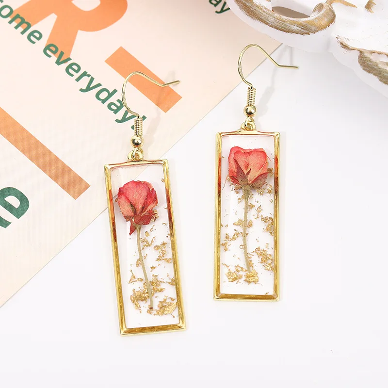 Elegant Real Flower Earrings Women Unique Epoxy Resin Pressed Flower Earring Wholesale Statement Jewelry Flower Pressed Earrings flowersilicone mold diy craft epoxy resin mould for diy women earrings pendant