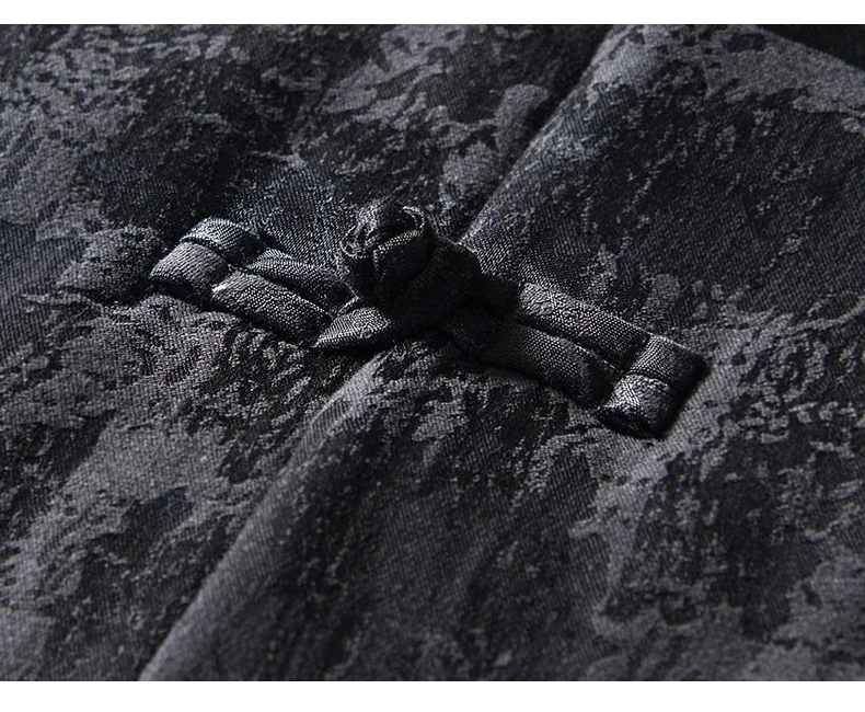 Japanese Retro Men's Button Up Casual Warm Cotton Wadded Jacket And Coat Loose Full Print Chinese Stand Collar Padded Coat