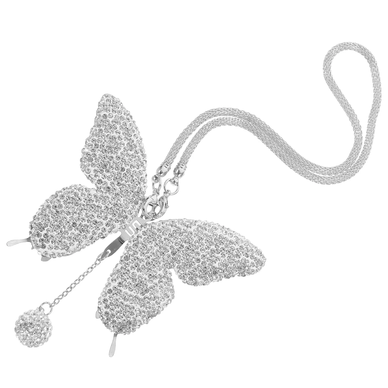 

Car Pendant Accessories Mirror Hanging Ornament Adorable Decoration Butterfly Rhinestones Rear View