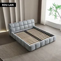Lit en tissu minimaliste moderne, chambre principale moderne, lit double de luxe léger et minimaliste italien 4