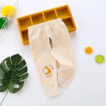 Baby Pants Cotton Children Clothes Spring Autumn Open Crotch Natural Color Cotton Pants Air Conditioning Pants Pajama Pants 1