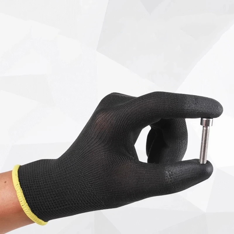 2/6/12 Pairs Nylon Knitted work gloves With PU Coated Work Safety Gloves Gardener Builder Driver Mechanic Protective Supplies