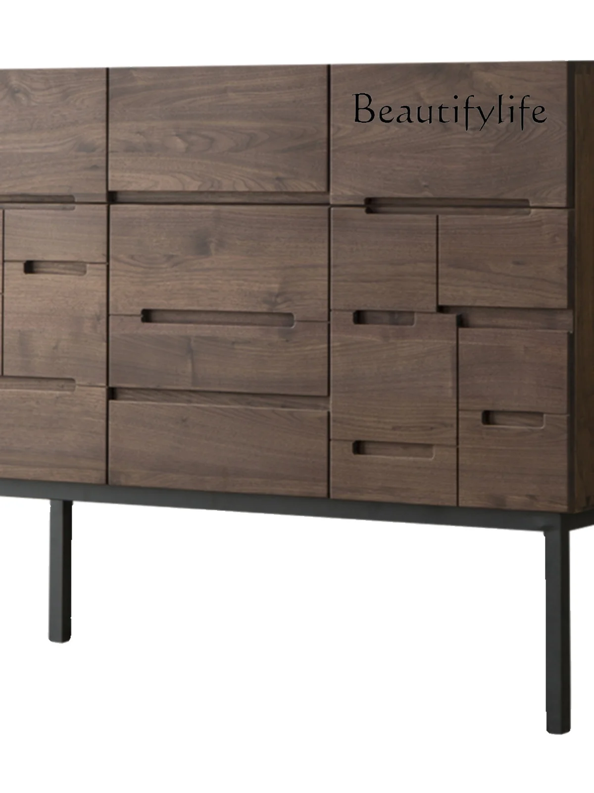 

Black Walnut Wood Hallway Cabinet Nordic and Japanese Style Solid Wood Chest of Drawers Bedroom Storage Cabinet Affordable