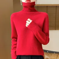 2025 New Autumn/Winter 100% Merino Wool Hoodie Solid Color Long Sleeve High Collar Warm Top Women's 19 Color Sweater WQ708 - Image 2