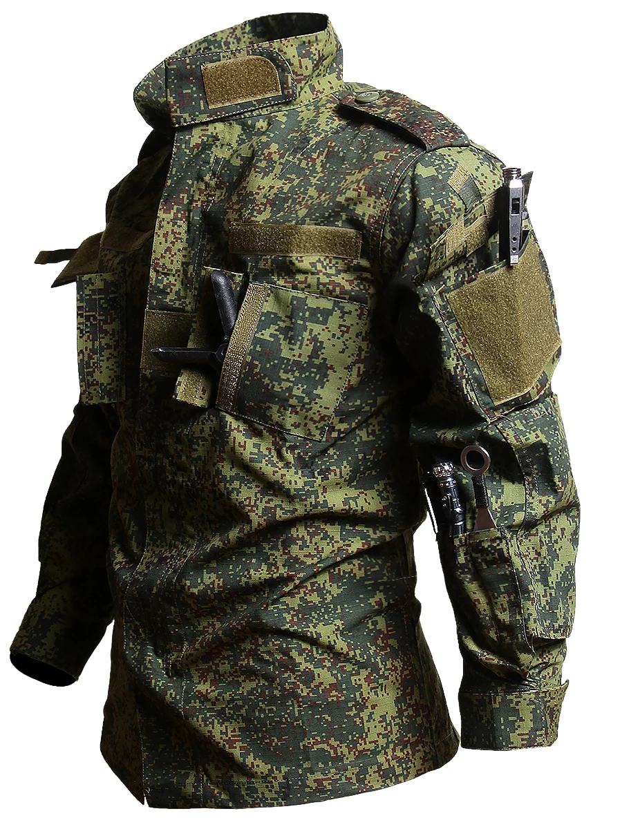 High-End Camouflage Overalls Set Male Russian Little Green Man Wear-Resistant Tooling Tactical Spring and Autumn