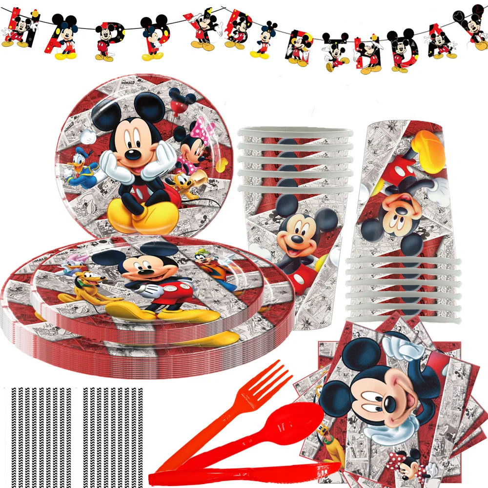 

New Mickey Mouse Theme Birthday Party Decoration Balloon Cake Topper Banner Backdrop Baby Shower Kid Favorate Happy Party Supply