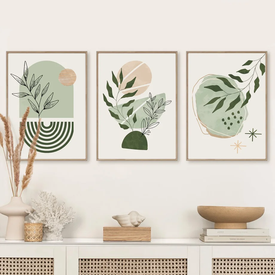 Boho Plants Abstract Geometric Wall Art Canvas Painting Nordic Posters And Prints Wall Pictures Living Room Decor