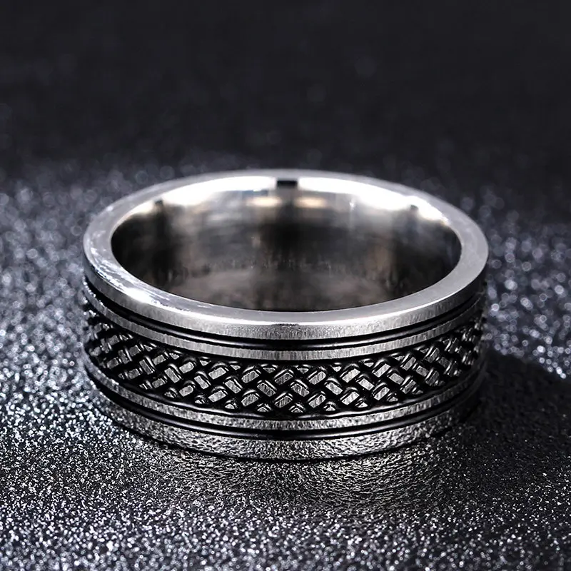 MOREDEAR 8MM Titanium Rings for Men and Women Birthday Gift triangular pattern discredit Ring 