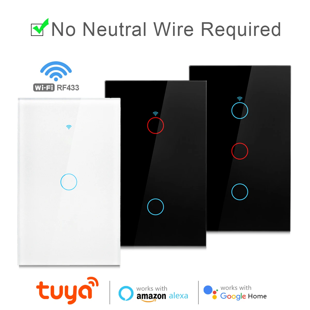 Tuya Smart Switch WiFi Touch Sensor Wall Light Switches 110V/220V NO  Neutral Wire Need Voice Control Support Alexa Google Home - AliExpress