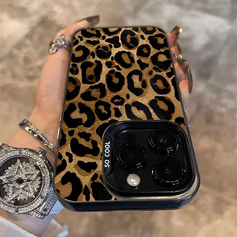 Brown Leopard Anti-Drop Armor Phone Case with Lens Protection