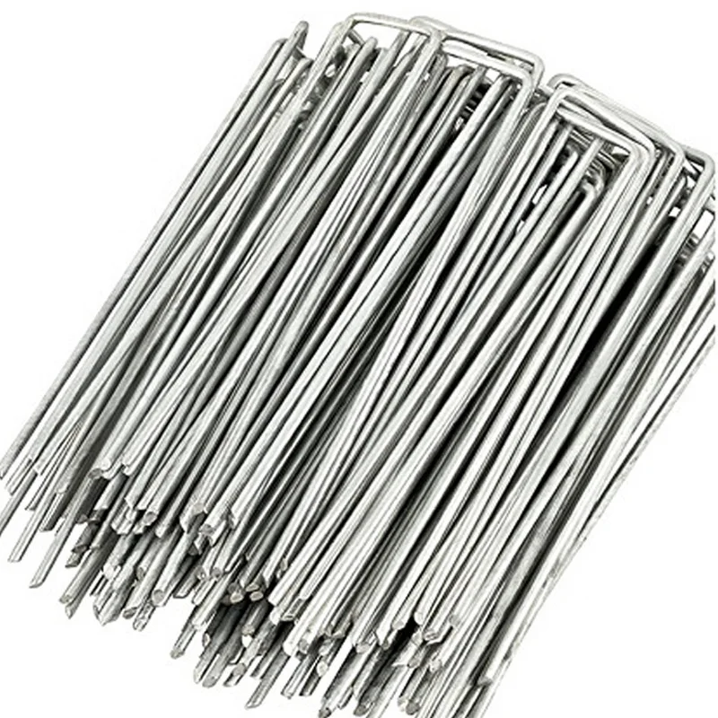 Landscape Staples U-Shaped Garden Pins Garden Stakes Staples Heavy Duty Yard Lawn Tent Stakes Securing Pegs For Weed Ba 50pcs garden staples