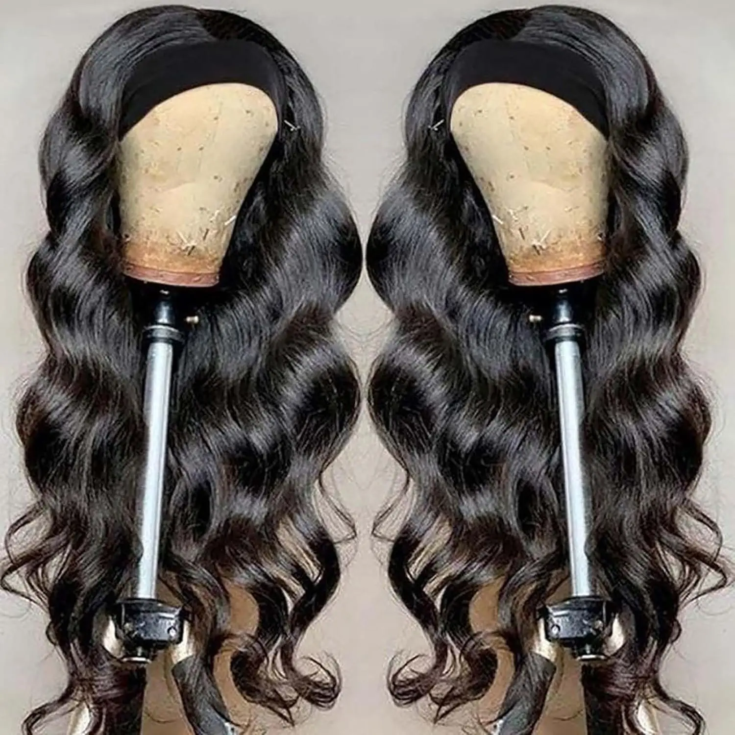 200% Density 20 Inch Body Wave Headband Wig Human Hair for Black Women None Lace Front Wigs Wear And Go Machine Made Headband