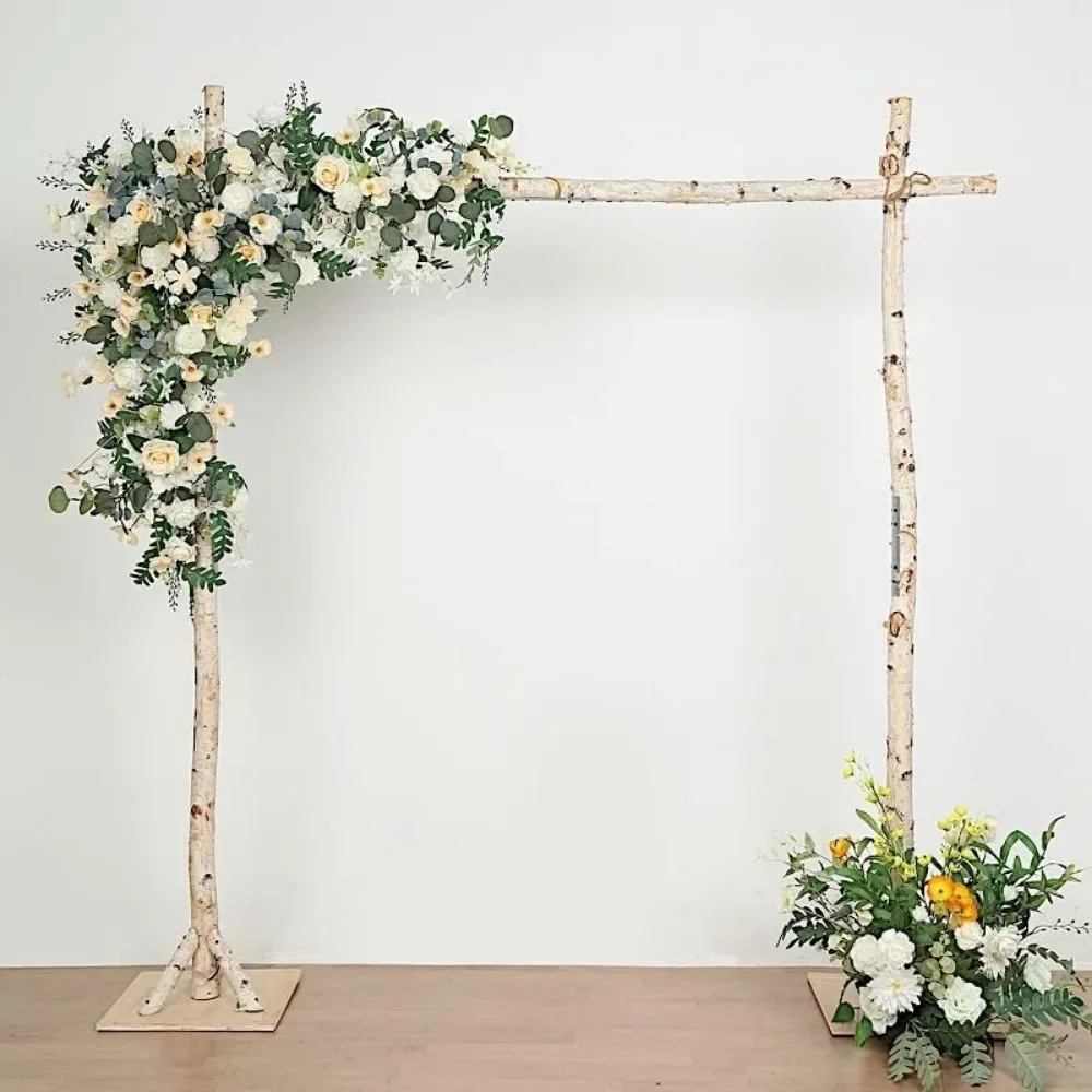 7.5 feet Natural Birch Wood Square Backdrop Stand Wedding Arch Wedding Party Event Reception Home Decorations Supplies