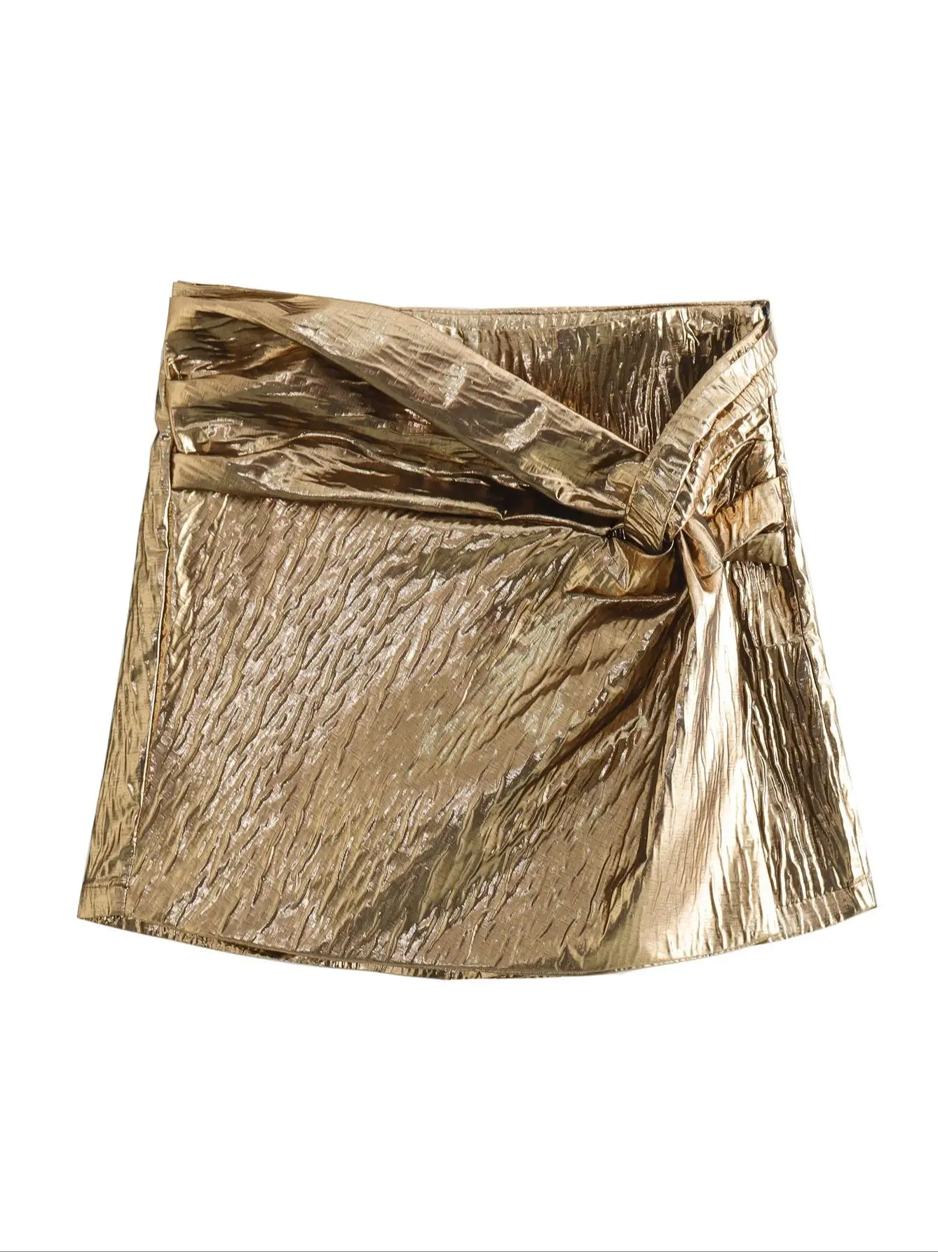 

Nlzgmsj TRAF 2024 Women Knot Decoration Textured Shorts Vintage High Waist Spring Autumn Casual Elegant Slim Skirt Shorts