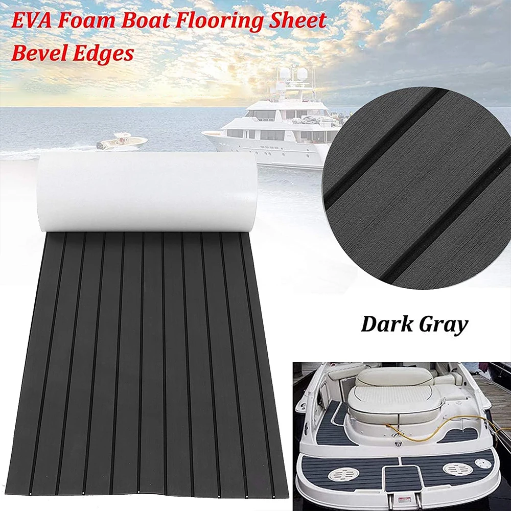Boat Deck Mat 2400x550x5mm EVA Foam Faux Teak Brown Anti Skid Self Adhesive Vehicle Pad