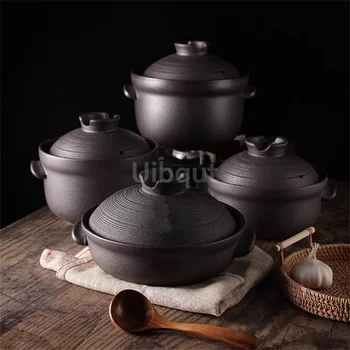 Ceramic Casserole Stew Pot Cooking Gas Earthenware Soup Pots Ceramic Rice Noodle Saucepan Resistant Bibimbap Pot Household