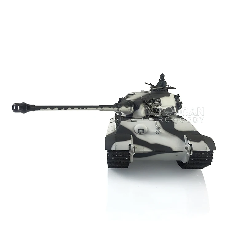 HENG LONG 1/16 7.0 Upgraded King Tiger RC Tank 3888A 360° Turret Barrel Recoil Tiger II White Steel Tracks BB Unit Toys TH19728 2