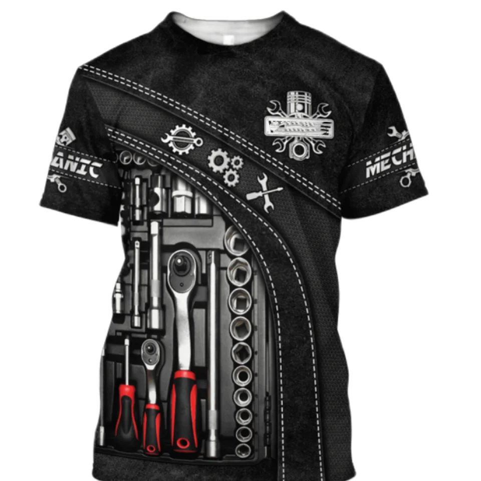 

Men T-Shirts Vintage 3d Print T-shirt Summer Clothing Personalized Name Mechanic Tops Street Casual Sports Oversized Pullover