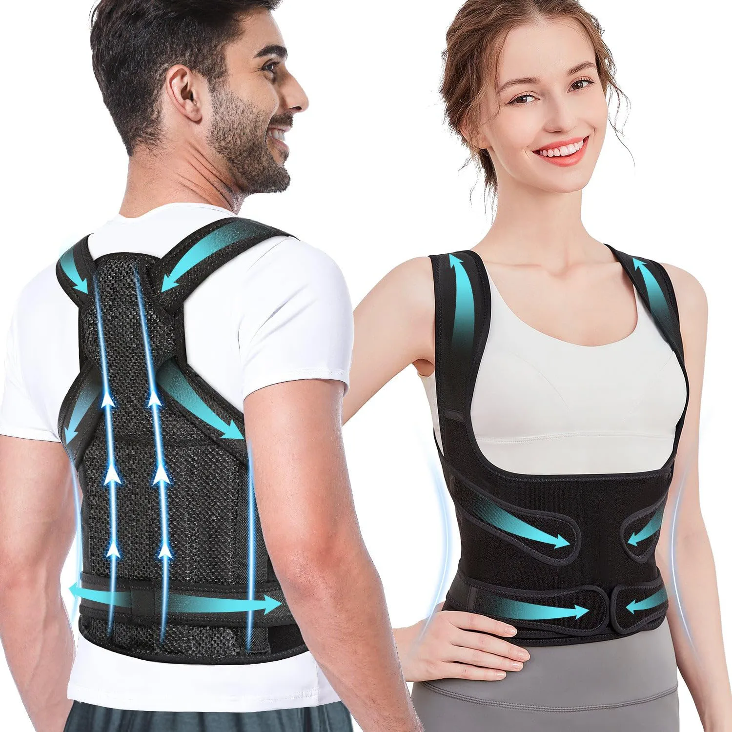 Back Support Posture Corrector for Men and Women Shoulder Straightener Adjustable Full Back Support Upper and Lower Pain