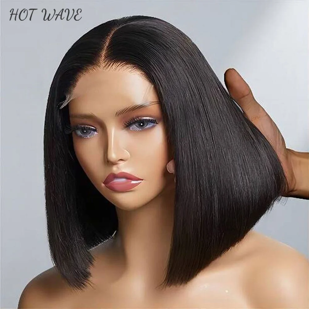 

Straight Short Bob Human Hair Wigs Brazilian Glueless 13X4 Lace Front Wig For Women Transparent Lace 4x4 Closure Wig Pre Plucked