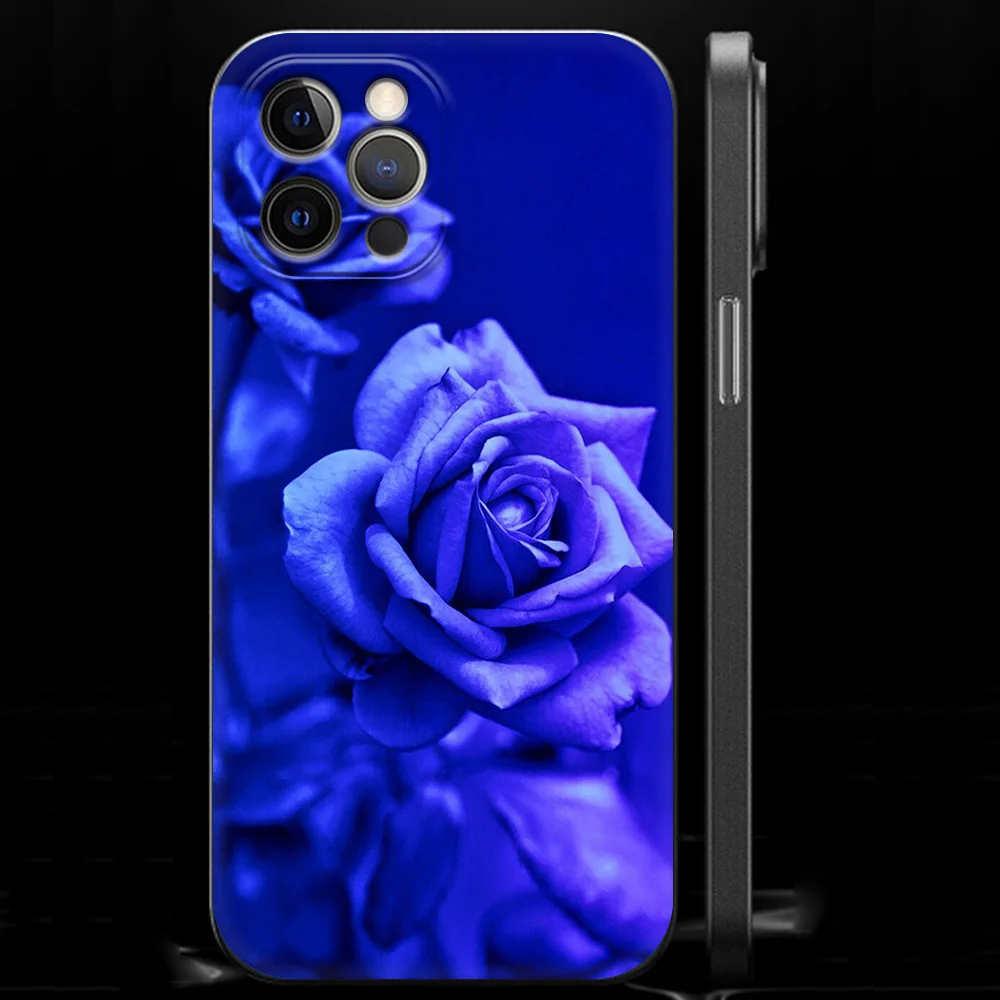 Luxury Blue Rose Flower Silicone Phone Case
