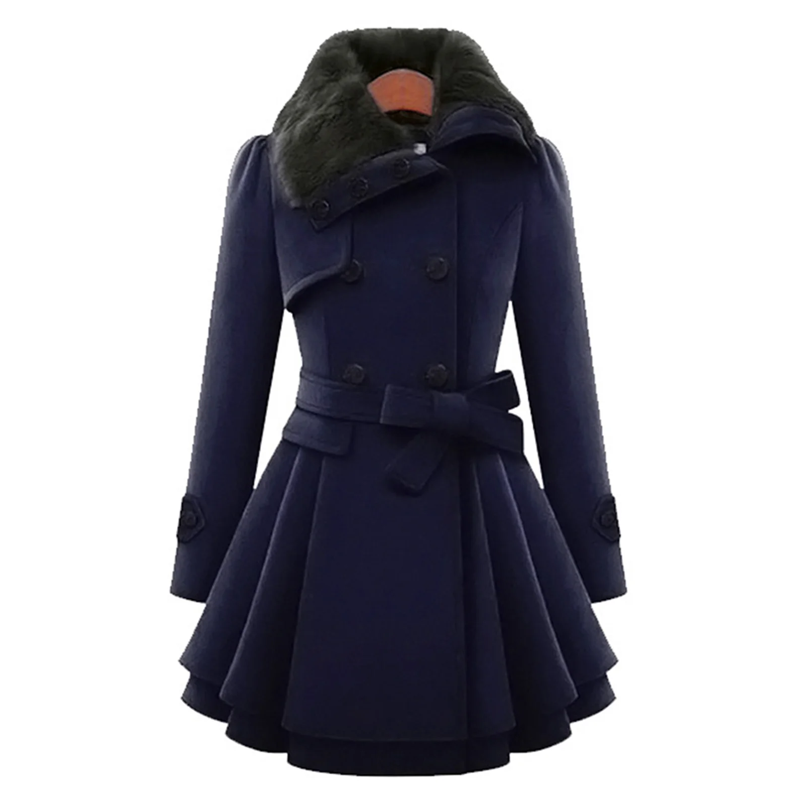 

-Length Belted Overcoat Jacket Comfortable And Keep Warm For Women Ladies Girls