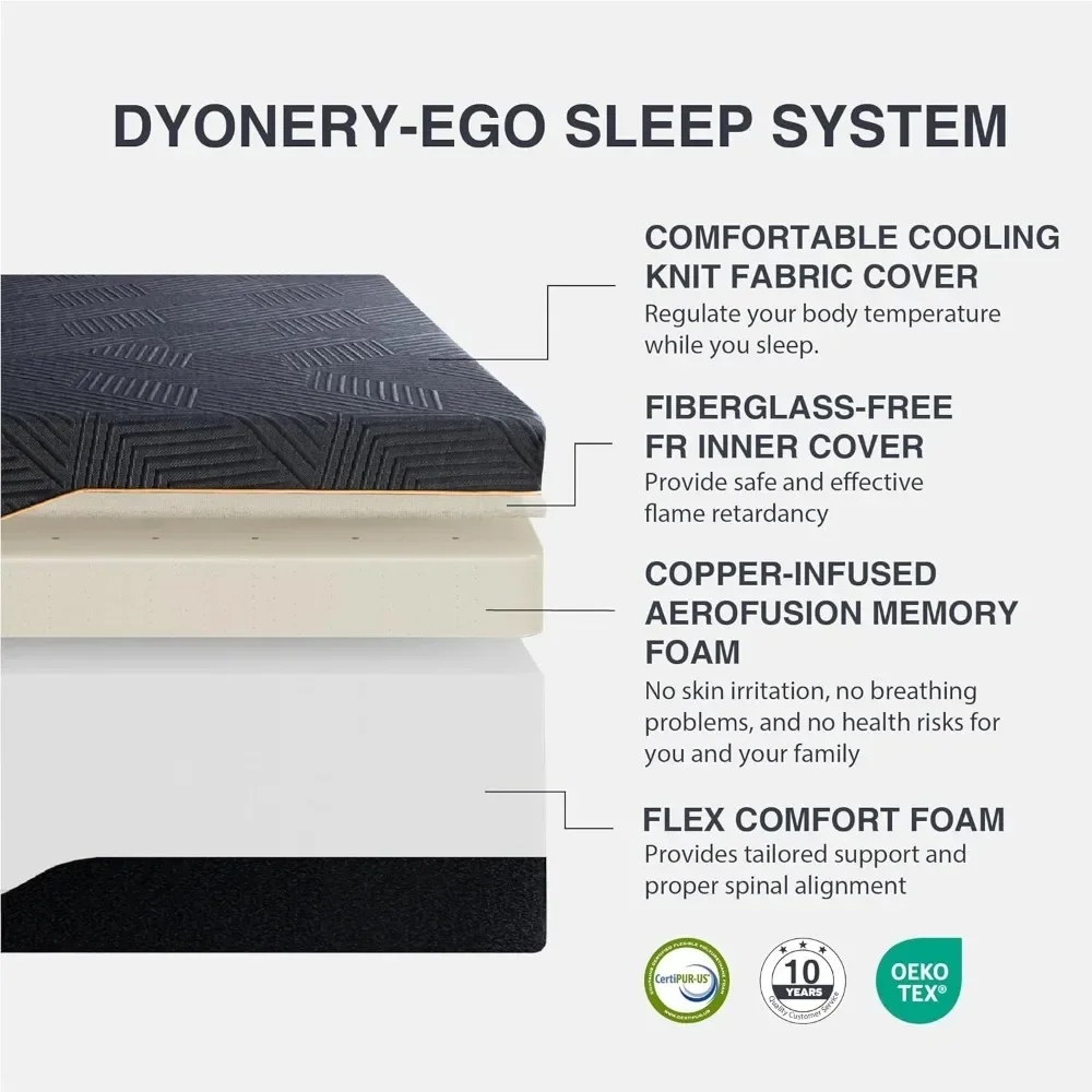 14 Inch Memory Foam Mattress in a Box, Jacquard Fabric Cover, Ventilated Copper-Gel Memory Foam, Fiberglass Free Mattress 3