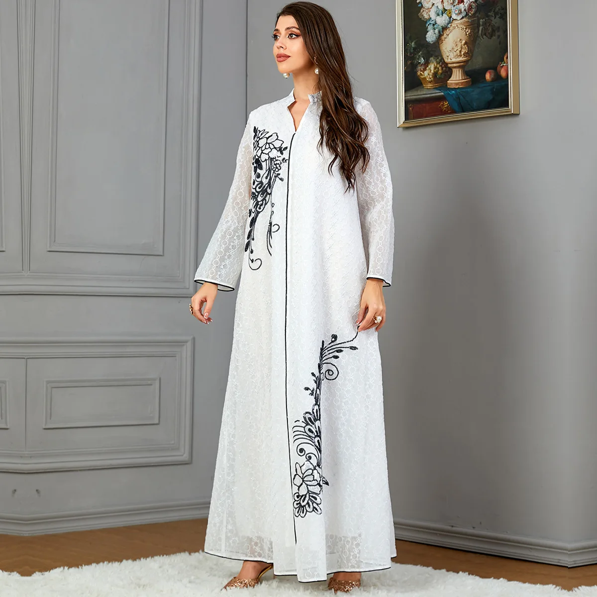 

Рамадан Abaya Дубай, Турция Caftan Eid Mubarak Djellaba женские мусульманские Длинные вечерние платье Eid Исламская одежда Арабская одежда Марокко