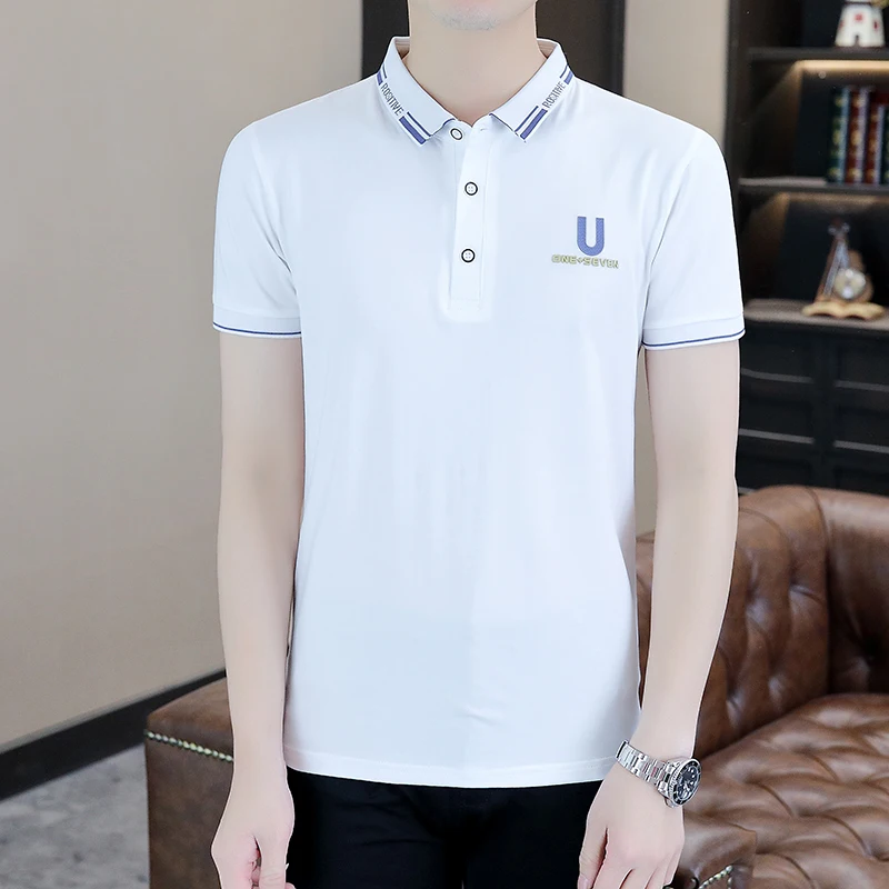 

Summer Men's Casual Fashion Polo Shirt Breathable and Comfortable Pure color golf men Clothing Short Sleeve Tops
