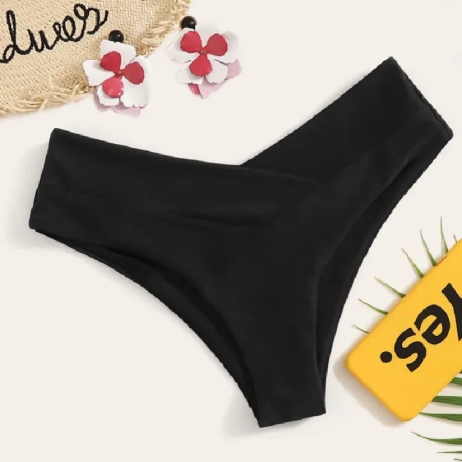 

Women's High Waist swimming Trunks Bikini Panties Swimwear Bottom Solid Color Female Swimsuit Briefs Beachwear Bathing Suits
