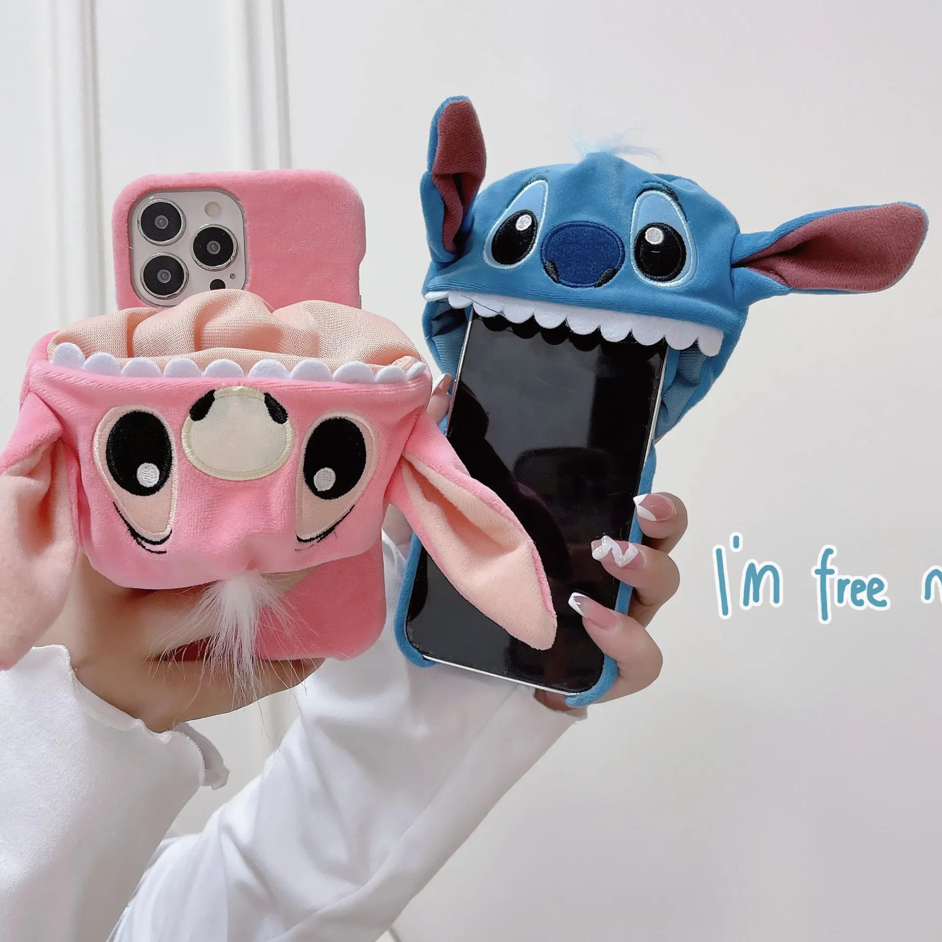 

Disney Stitch Winter Warm Plush Phone Case For Apple iPhone 13 12 11 14 Pro Max Mini XS XR X Plus Cartoon Cute Shockproof Cover