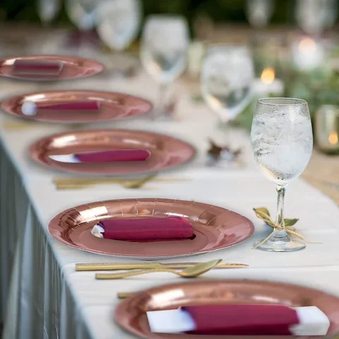 

Rose Gold Party Disposable Tableware Set Paper Plate Kids Adult Birthday Wedding Bachelorette Party Decor Baby Shower Supplies