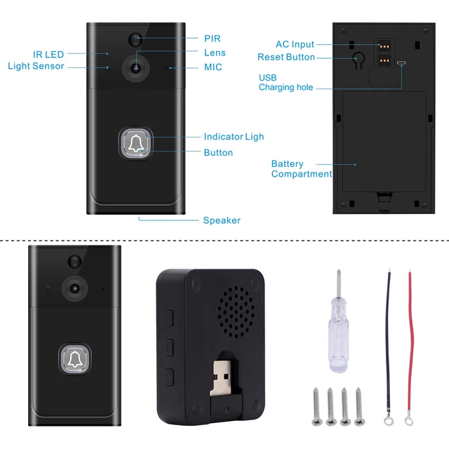 2MP 1080P Tuya/iCsee  APP Low Comsunption Wireless WIFI IP Doorbell Visual Door Phone Intercom Peephole Viewer Door Camera 5