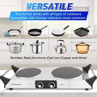 Electric Stove, Double Infrared Ceramic Hot Plate for Cooking, Two Control Cooktop Burner, Portable Anti-scald handles 2