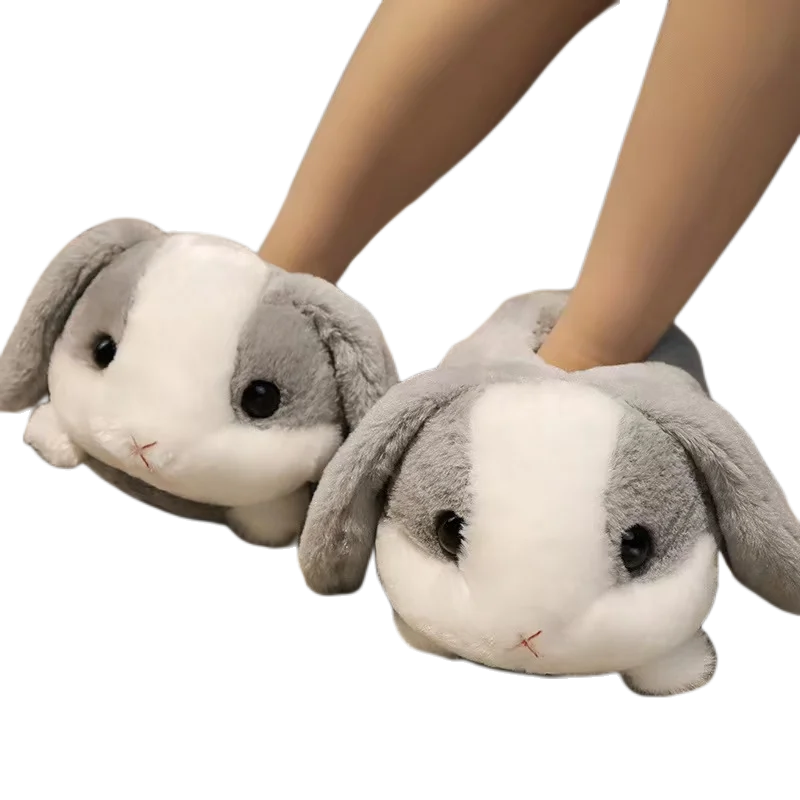 Cita Paralizar Espinoso Zapatillas de felpa de conejo con orejas largas para interiores, zapatos de  algodón suaves con dibujos animados, pantuflas cálidas de Anime para  invierno| | - AliExpress