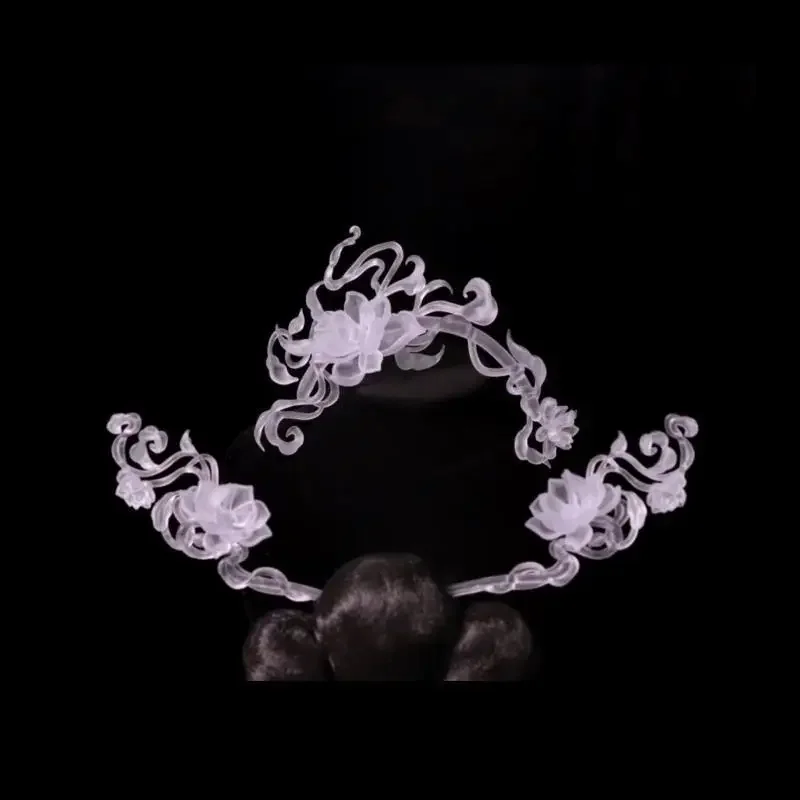 요정 스타일 3D 프린팅 투명 레진 연꽃 머리 장식 헤어핀 고대 중국 한푸 헤어 액세서리